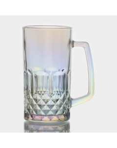 Кружка стеклянная для пива 500 мл цвет перламутровый Кристалл