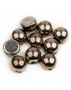 Бусины с двумя отверстиями Cabochon bead 6 мм Jet Argentic Full 50 шт Czech beads