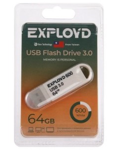 Флешка 600 64 ГБ белый EX 64GB 600 White Exployd