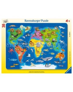 Пазл Карта мира с животными 30 элементов Ravensburger