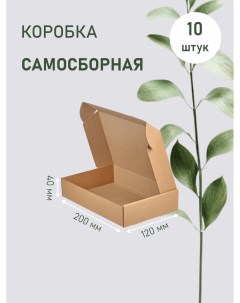 Коробка картонная самосборная ТЕ 23 бурая 20х12х4 см 10 шт Лазерпром