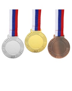 Медаль под нанесение 001 диам 6 5 см цвет бронз с лентой Командор