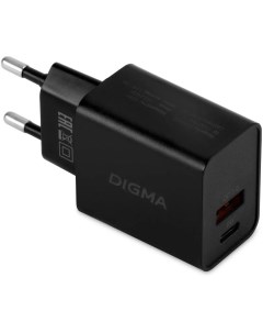 Сетевое зарядное устройство DGW2D USB C USB A 20Вт 3A черный dgw2d0f110bk Digma