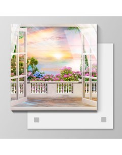 Картина Рассвет на балконе 50х50 см на стекле 650922740 Nobrand