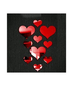 Интерьерная декоративная наклейка на стену Красные сердца 10 шт Urm