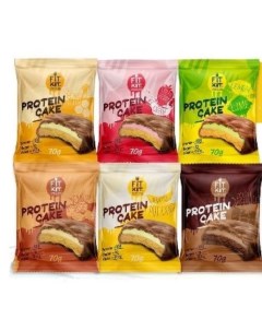 Протеиновое печенье Protein Cake Ассорти 1 6 шт по 70 г Fit kit