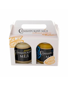 Подарочный набор Два вкуса меда натуральный липовый и луговой с час Симбирский мёд