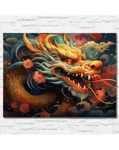 Картина по номерам на холсте Азиатский дракон 13718 Г 80x60 Nobrand