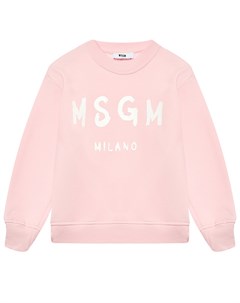 Свитшот из флиса с белым логотипом розовый Msgm