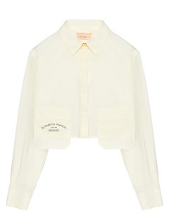 Рубашка укороченная с логотипом на кармане белая Elisabetta franchi la mia bambina