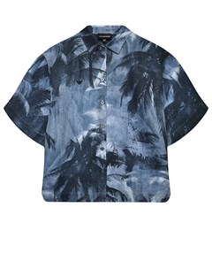 Рубашка с принтом пальмы синяя Emporio armani