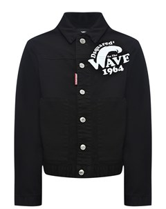 Джинсовая куртка с лого черная Dsquared2