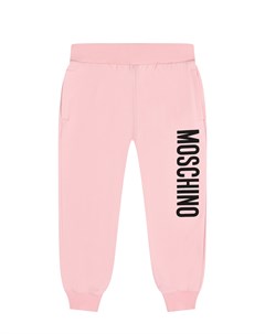 Спортивные брюки с вертикальным лого розовые Moschino