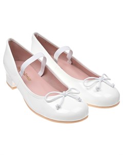 Белые кожаные туфли на каблуке Pretty ballerinas