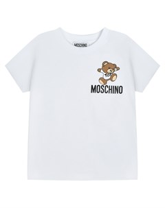 Футболка с лого на груди белая Moschino