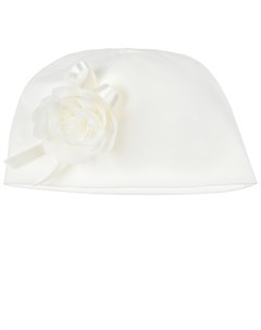 Белая шапка аппликацией роза Story loris