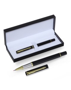 Ручка подарочная роллер в кожзам футляре корпус черный золото серебро Calligrata