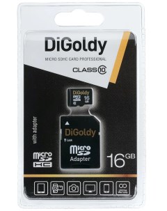 Карта памяти Micro SDHC 16Гб Digoldy