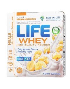 Протеин сывороточный и казеин Life Whey банан 30 порций Tree of life