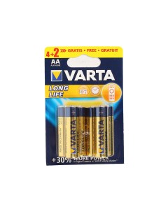 Батарейка LONGLIFE AA LR06 6 шт Varta