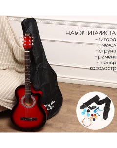 Набор гитариста 10375869 ML 60A RD гитара чехол струны ремень каподастр Music life