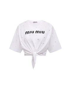 Хлопковая футболка Miu miu