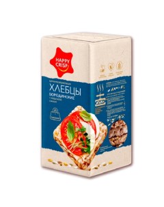 Хлебцы мультизерновые Бородинские с морской солью 60 г Happy crisp