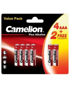 Батарейка ААА LR03 R3 Plus Alkaline алкалиновая 1 5 В блистер 4 2 шт 15307 Camelion