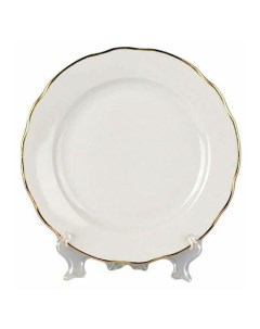 Тарелка для закусок 20 см бело золотистая Дулевский фарфор