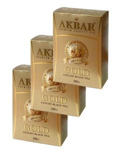 Чай черный GOLD крупнолистовой 3 шт по 250 г Akbar