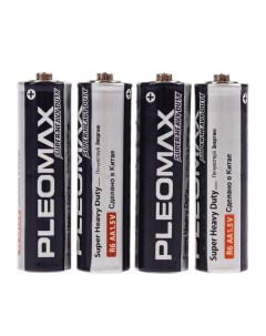 Батарейка солевая Super Heavy Duty AA R6 4S 1 5В спайка 4 шт 2 шт Pleomax