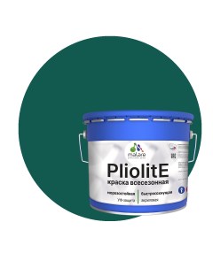 Краска Pliolite всесезонная фасадная RAL 6005 зелёный мох глянцевая 10 кг Malare