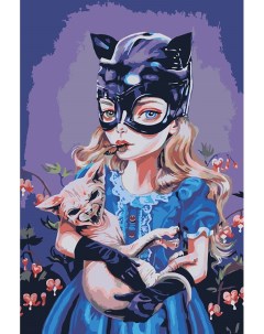 Картина по номерам Девочка кошка с котенком Живопись по номерам