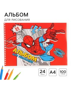 Альбом для рисования а4 24 листа 100 г м на пружине человек паук Marvel