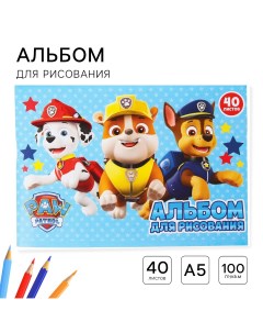 Альбом для рисования а5 40 листов 100 г м на скрепке щенячий патруль Paw patrol