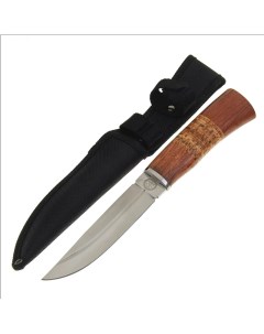 Нож охотничий Барди лезвие 14 см в чехле деревянная рукоять с пробковой вставкой Мастер к.