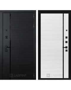 Входная дверь PIANO 880x2050 правая с панелью 22 цвет белый софт черная вставка Labirint