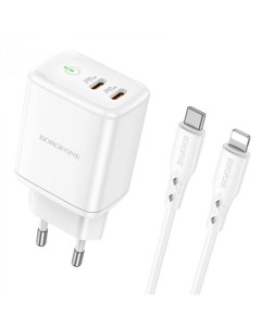 Сетевое зарядное устройство BN9 lightning 2xUSB Type C 3 А белый Borofone