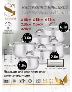 Набор посуды SG 18039 Venus 12 предметов Swisgold