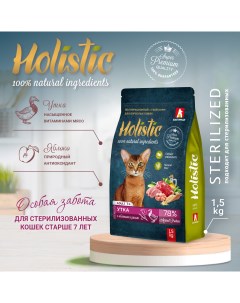 Сухой корм для кошек Holistic для взрослых утка с яблоком и с рисом 1 5 кг Зоогурман