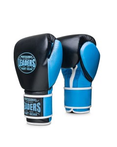 Перчатки боксерские WAVE черно голубой 12 унций Leaders
