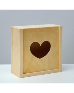 Кашпо деревянное 20x20x9 см Шкатулка сердце Nobrand