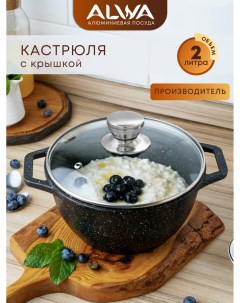 Кастрюля 2 литра с крышкой антипригарная литая Alwa