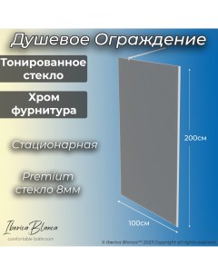 Душевая перегородка 100х200см хром профиль тонированное стекло 8мм Iberica blanca