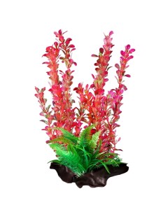 Искусственное растение для аквариума на платформе в виде коряги розовое 30 см Пижон аква