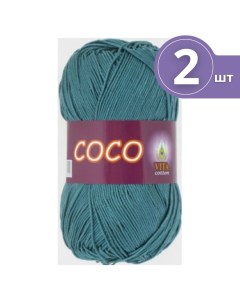 Пряжа хлопковая Cotton Coco Вита Коко 2 мотка 4337 дымчато голубой 240 м 50 г Vita