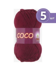 Пряжа хлопковая Cotton Coco Вита Коко 5 мотков 4332 винный 240 м 50 г Vita