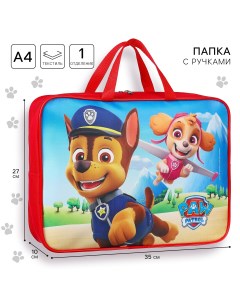 Папка с ручками текстильная а4 350х270х100 мм щенячий патруль Paw patrol