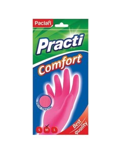Перчатки хозяйственные Practi Comfort латексные 5 шт хб напыление р M розовые Paclan