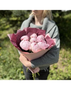 Букет свежих цветов пионов Сара Бернар 7шт Окцветок